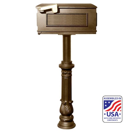 Qualarc The Hanford SINGLE Lewiston mailbox post system HPST1-700-LM-BRZ